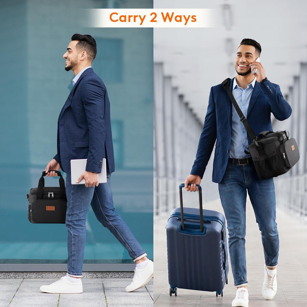 Stylish Insulated Lunch Bag for Adults - 9L Capacity Soft Cooler Tote in Black, Perfect for Work and Outdoor Adventures