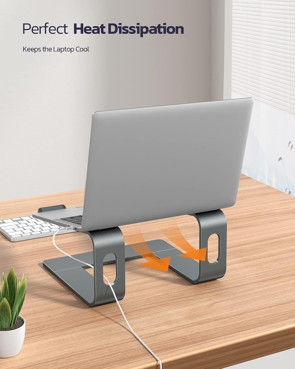 Premium Aluminum Detachable Laptop Stand - Ergonomic & Ventilated Cooling Holder for All 10-16" Laptops - Stylish Grey Design