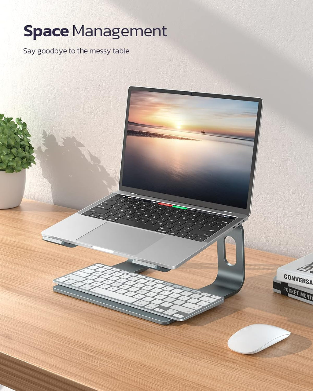 Premium Aluminum Detachable Laptop Stand - Ergonomic & Ventilated Cooling Holder for All 10-16" Laptops - Stylish Grey Design