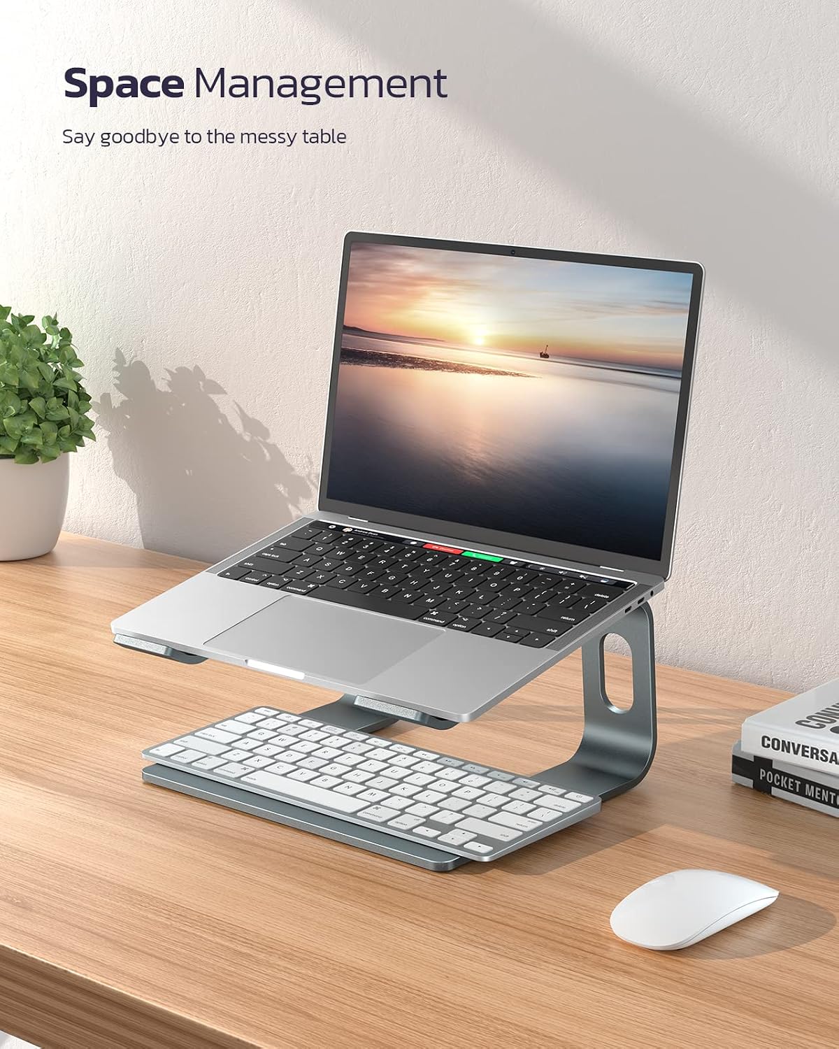 Premium Aluminum Detachable Laptop Stand - Ergonomic & Ventilated Cooling Holder for All 10-16" Laptops - Stylish Grey Design