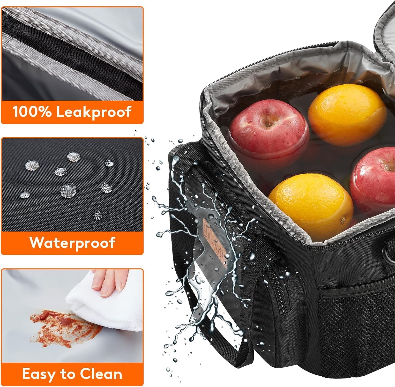 Stylish Insulated Lunch Bag for Adults - 9L Capacity Soft Cooler Tote in Black, Perfect for Work and Outdoor Adventures
