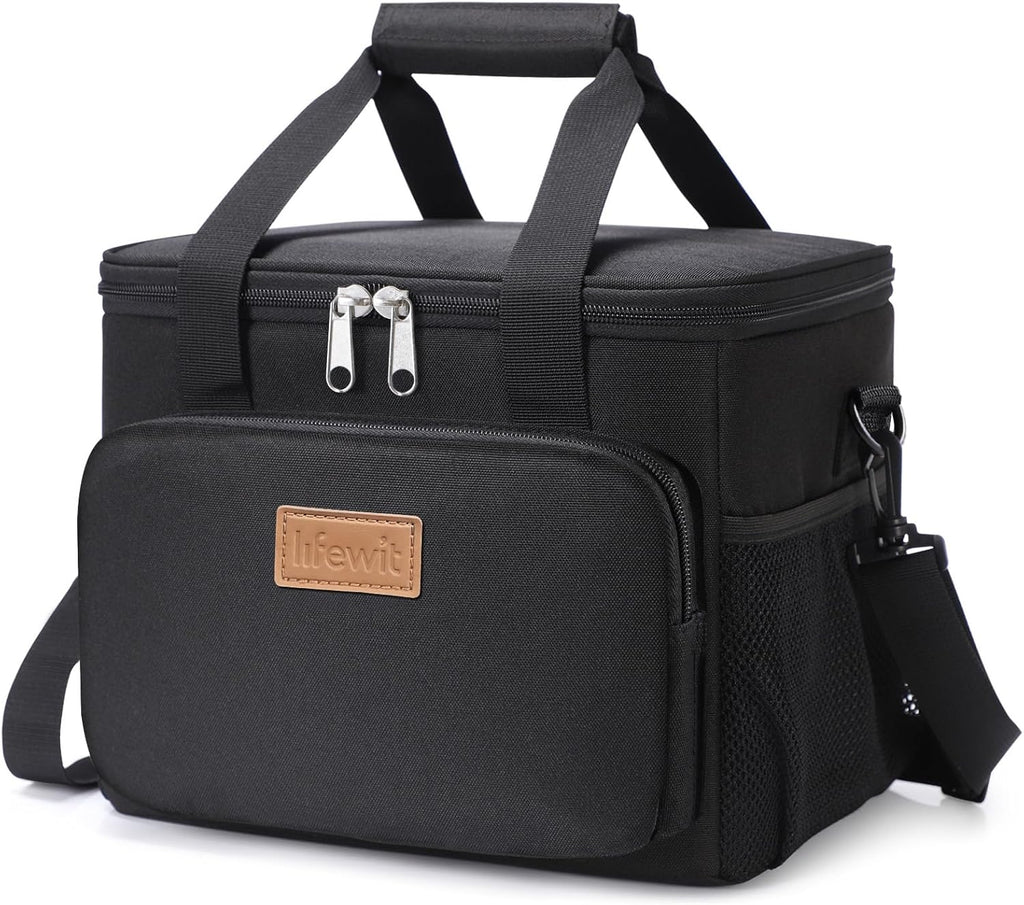 Stylish Insulated Lunch Bag for Adults - 9L Capacity Soft Cooler Tote in Black, Perfect for Work and Outdoor Adventures