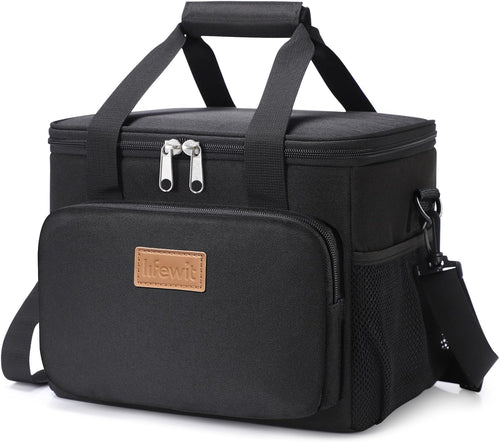 Stylish Insulated Lunch Bag for Adults - 9L Capacity Soft Cooler Tote in Black, Perfect for Work and Outdoor Adventures
